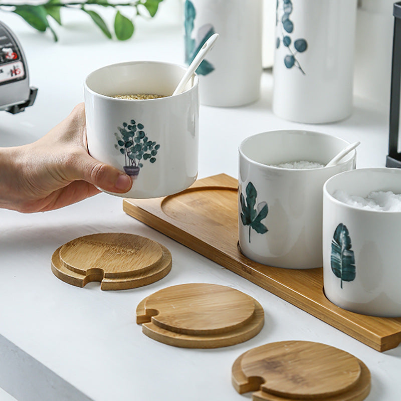 Three-piece Ceramic Seasoning Jar With Lid