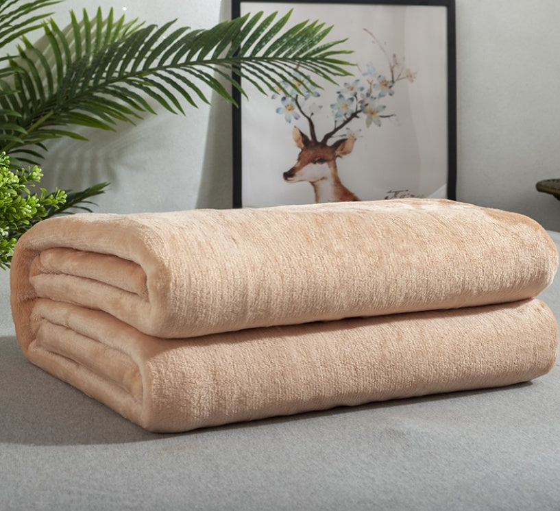 Solid Color Flannel Blanket Summer Air-conditioning Blanket Office Nap Blanket