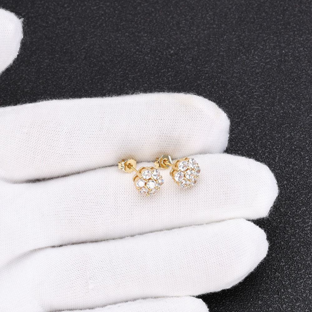New Hip-hop Flower Stud Earrings With Full Diamond Detailing For A Personalized Look