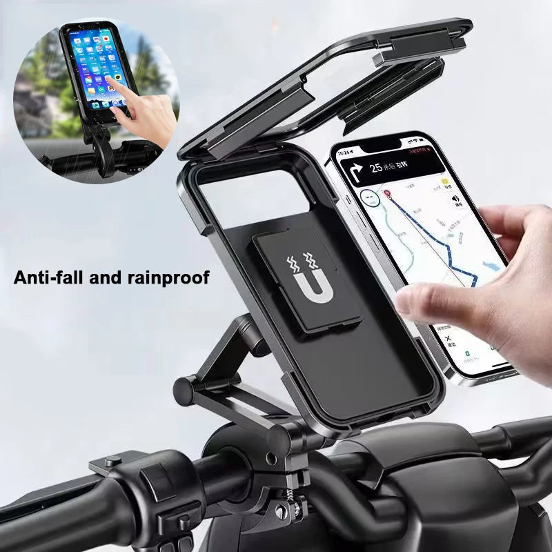 Support de téléphone portable magnétique étanche pour moto et vélo, universel, avec rotation à 360 degrés, réglable, pour moto et vélo.