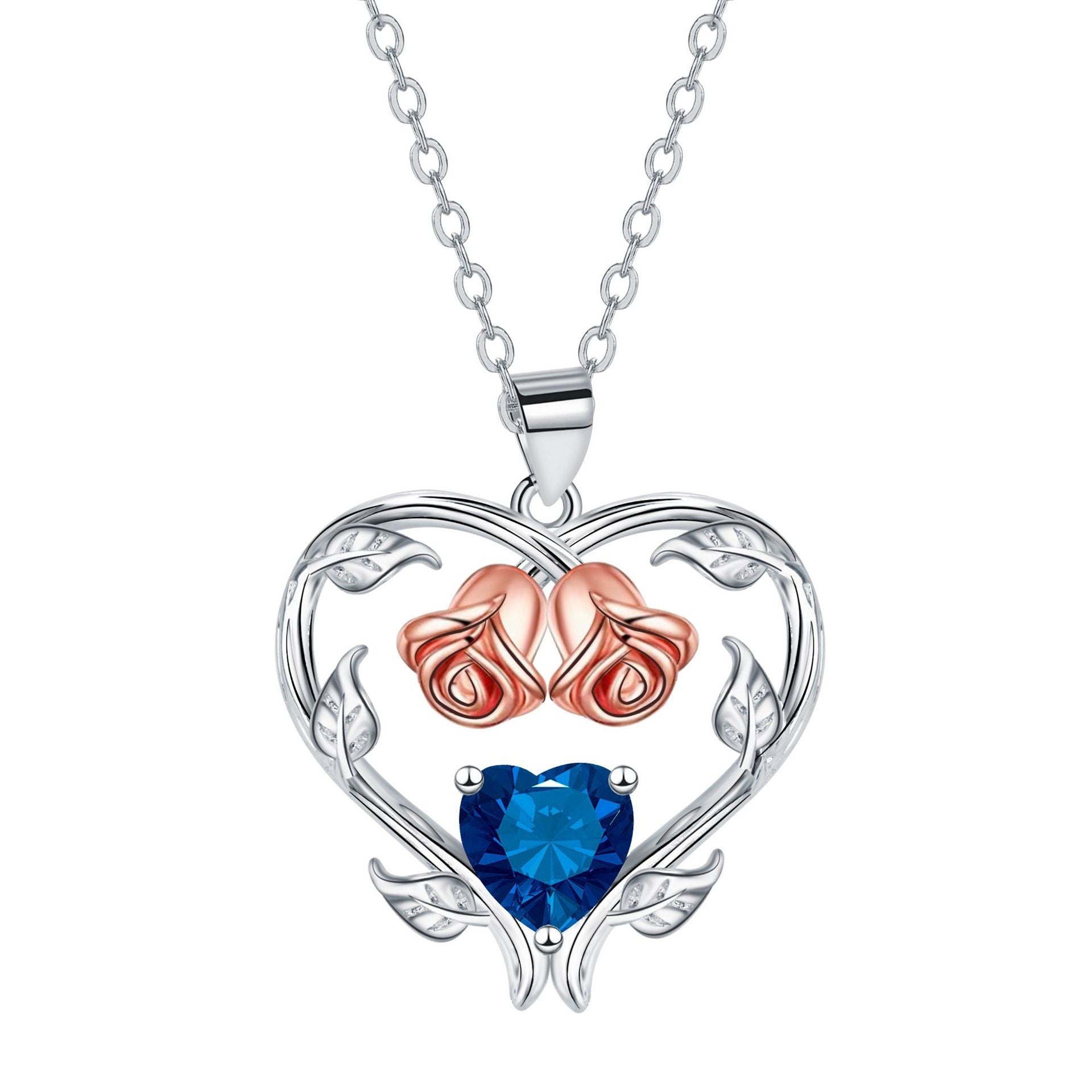 Heart-shaped Rose Pendant Necklace Valentine's Day Gift