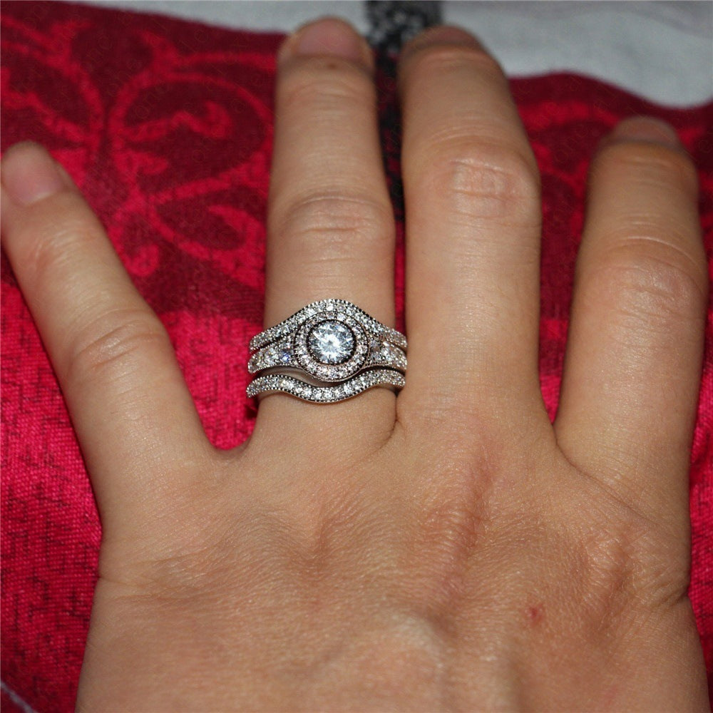 Women's Fashion Brass Couple Ring Set