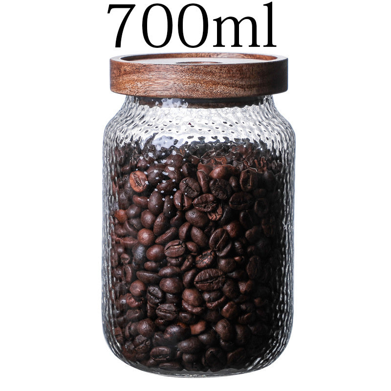 Acacia Food Coffee Bean Tea Glass Storage Jar
