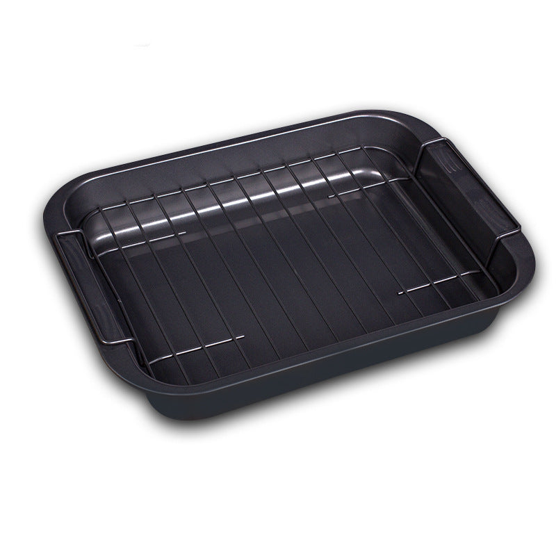 Utensilios para hornear antiadherentes rectangulares profundos con rejilla antiadherente para hornear pescado a la parrilla pizza