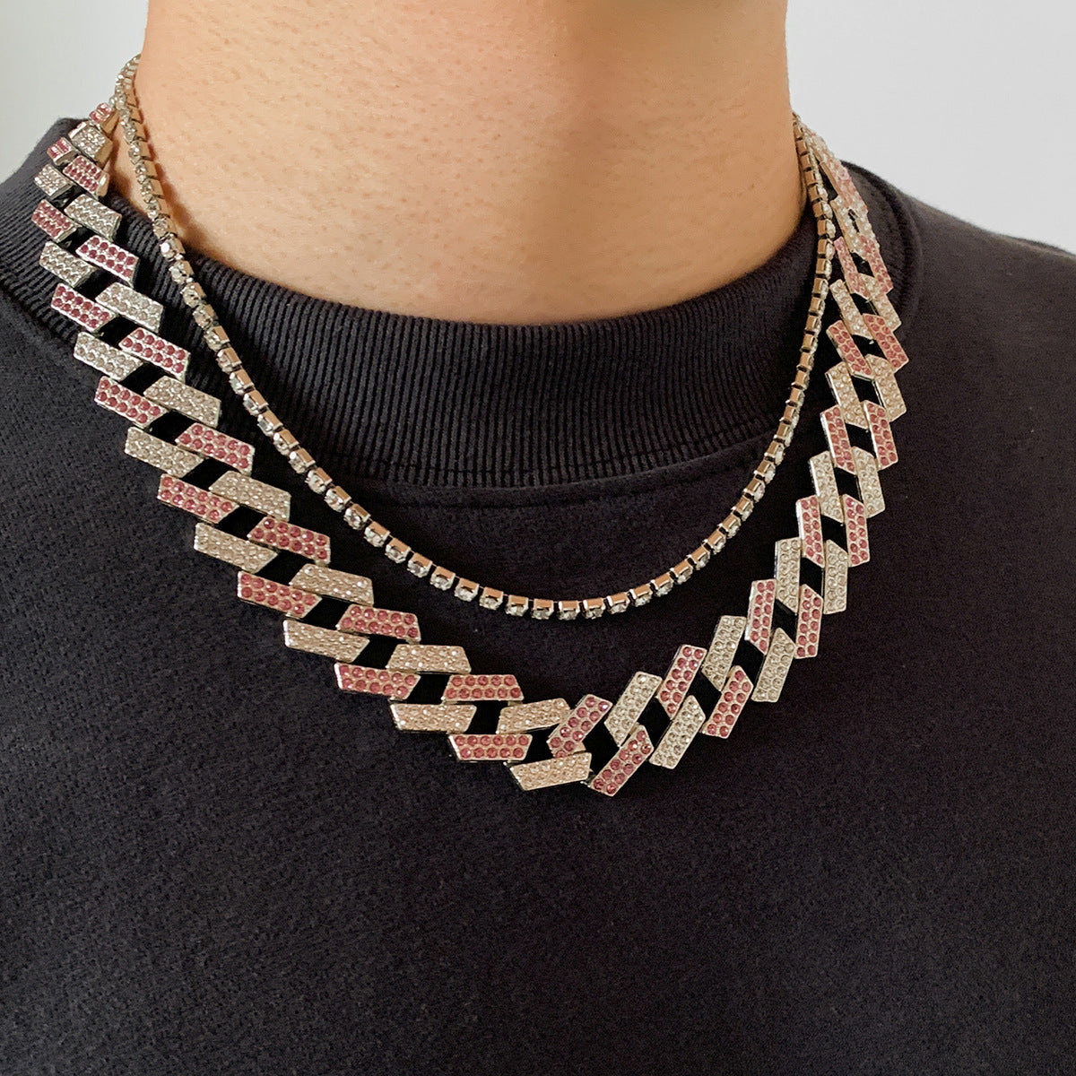 Cuban Chain Color Block Full Diamond