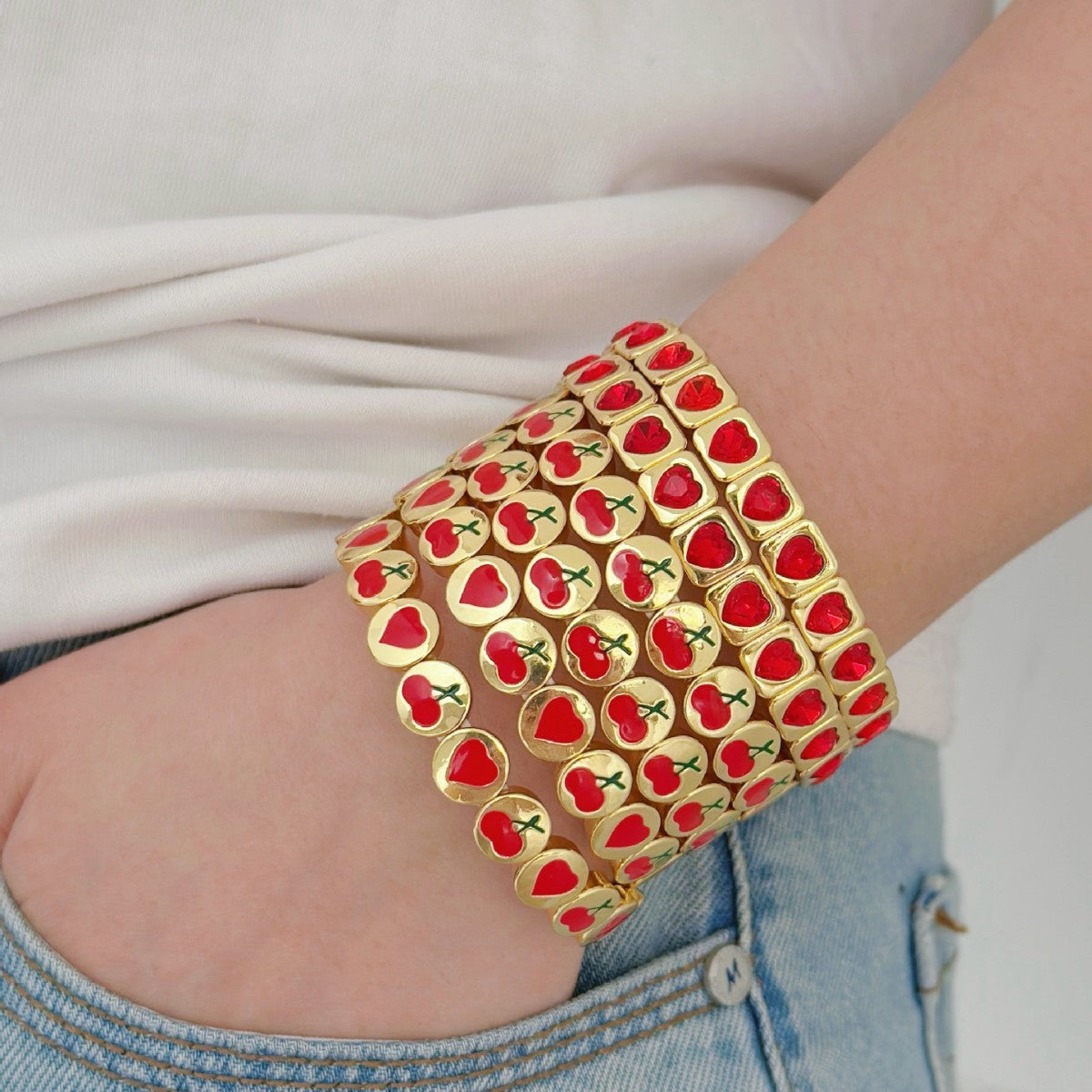 Bracelet simple de mode en zircon en forme de cœur pour femmes