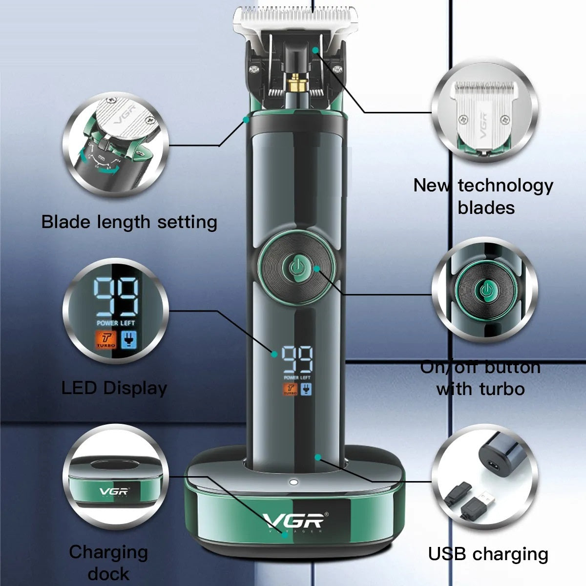 Men's High-power Base Charging Hair Clipper