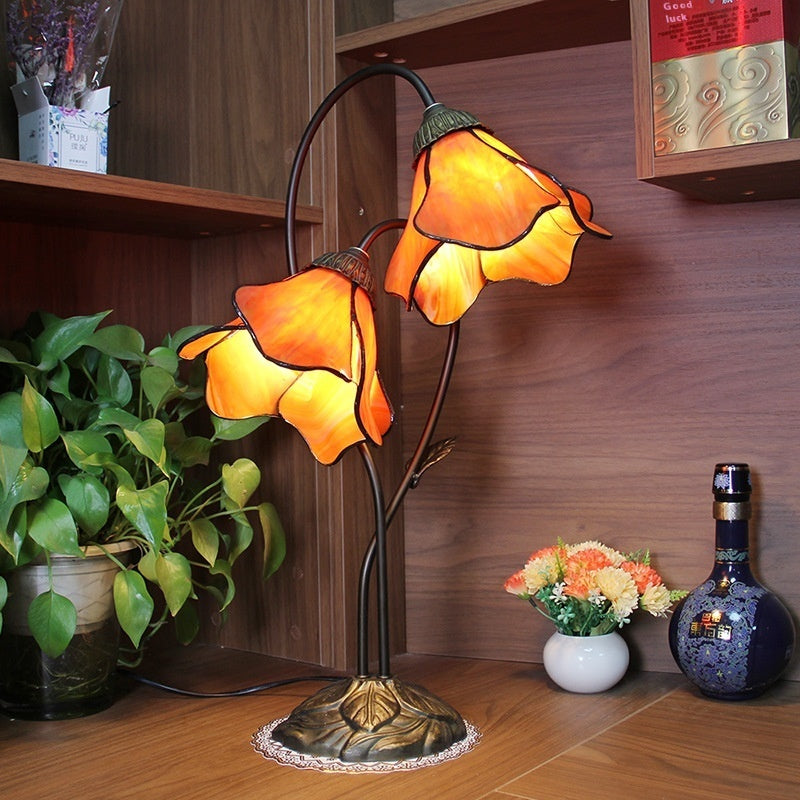Retro American Desk Luxury Classical Sofa Tea Art Glass Table Lamp
