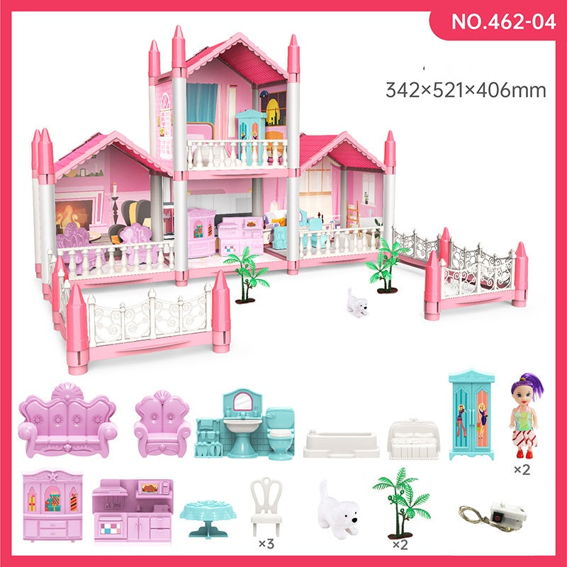 Girl Play House Assemble Diy Toy Cottage Villa Castle Model