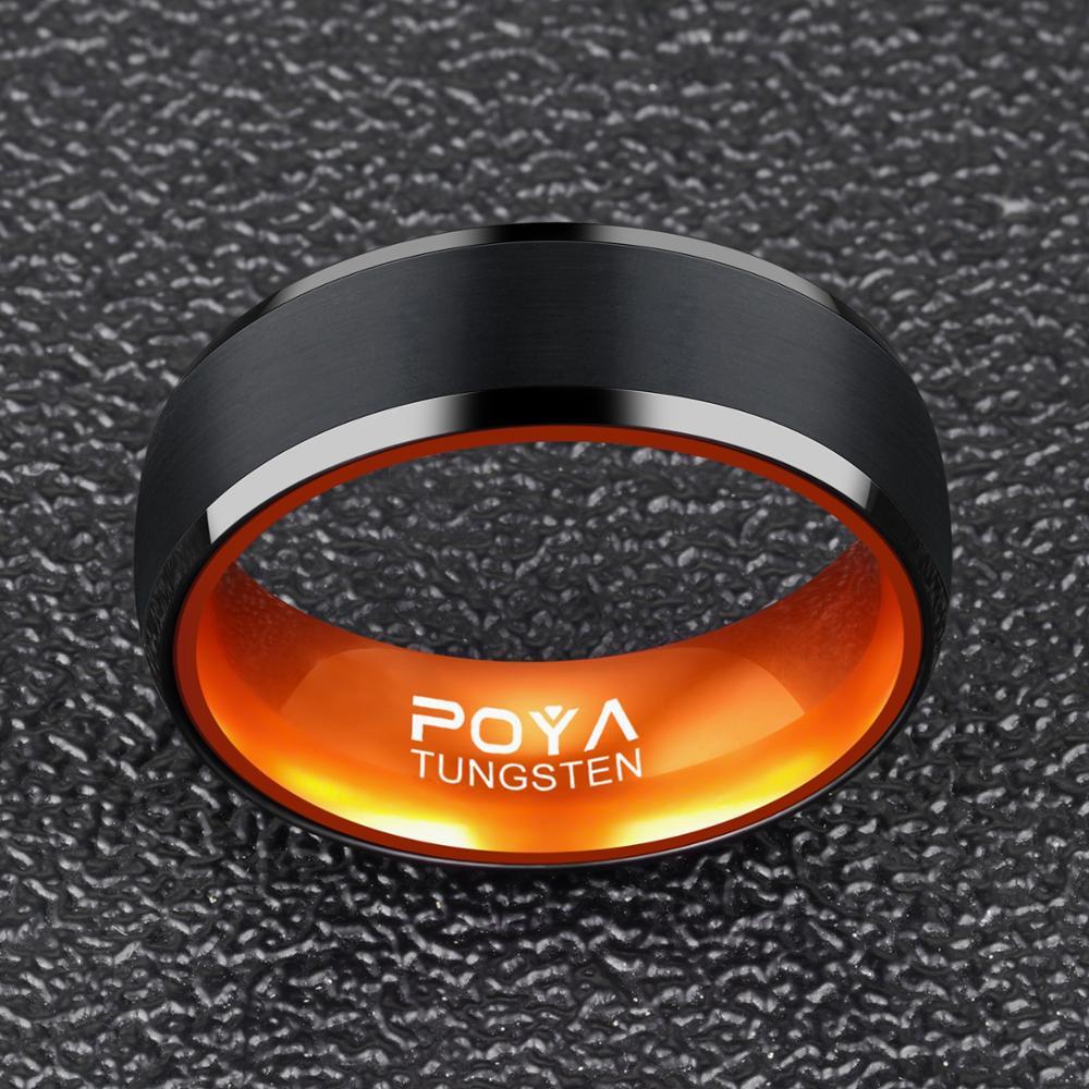 8MM Black Tungsten Steel Shell Orange Inner Ring