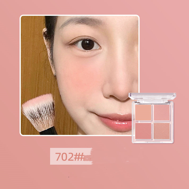 Four-color Vitality Blush Pan Peach Nude Makeup