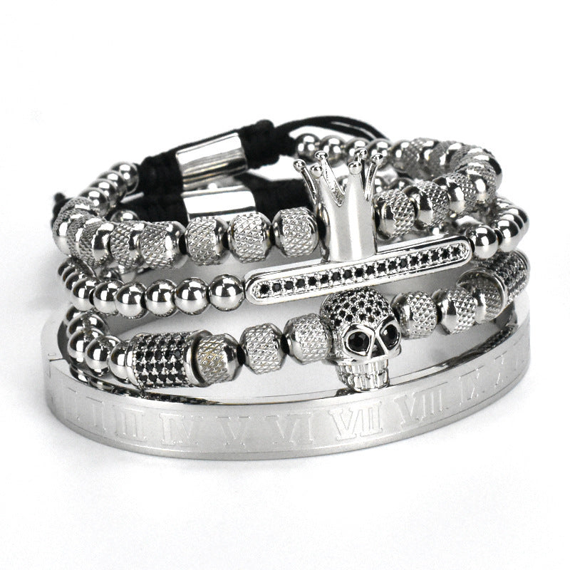 Stainless Steel Skull Bracelet Set Four Pieces For Men