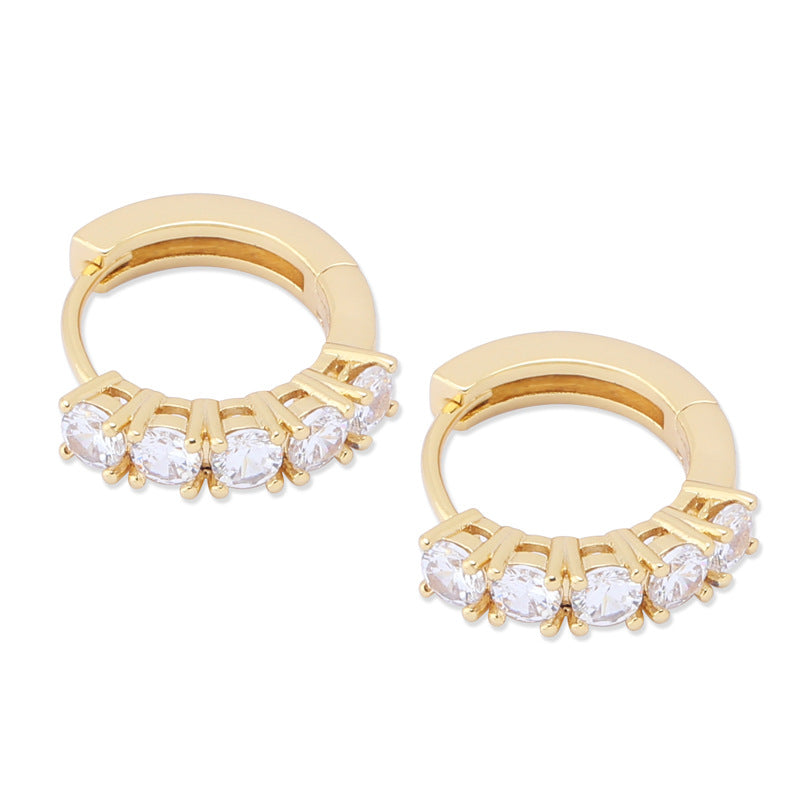Single Row Zircon Hip Hop Men And Women Couple Hinge Ring Earrings