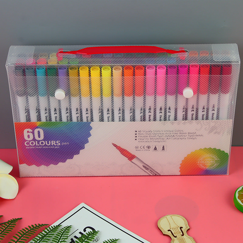 Water Based Double Head Washable Color Line Marker Creative Watercolor Pen Set
