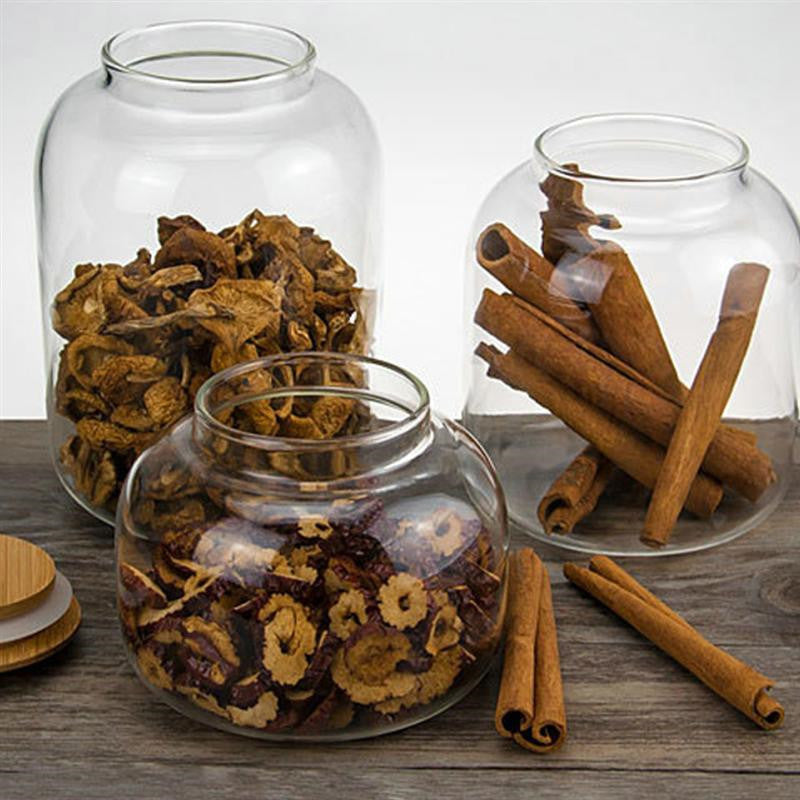 Cambered Bamboo Lid Tea Large Capacity Storage Cans