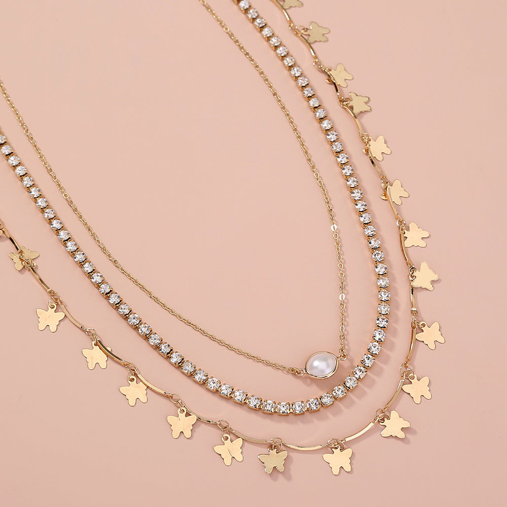 Butterfly Zircon multi-layer necklace