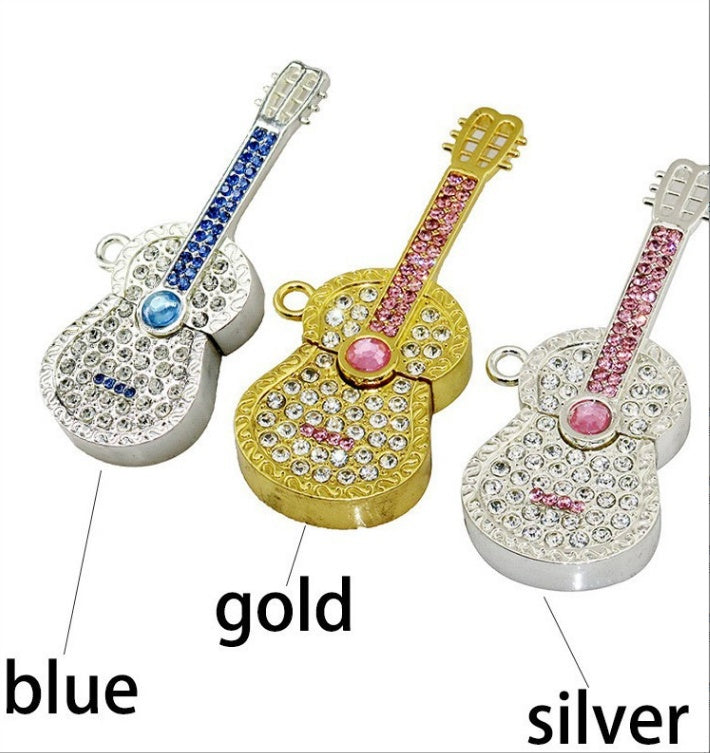 Creative Personality Crystal Violin Guitar USB  Drive