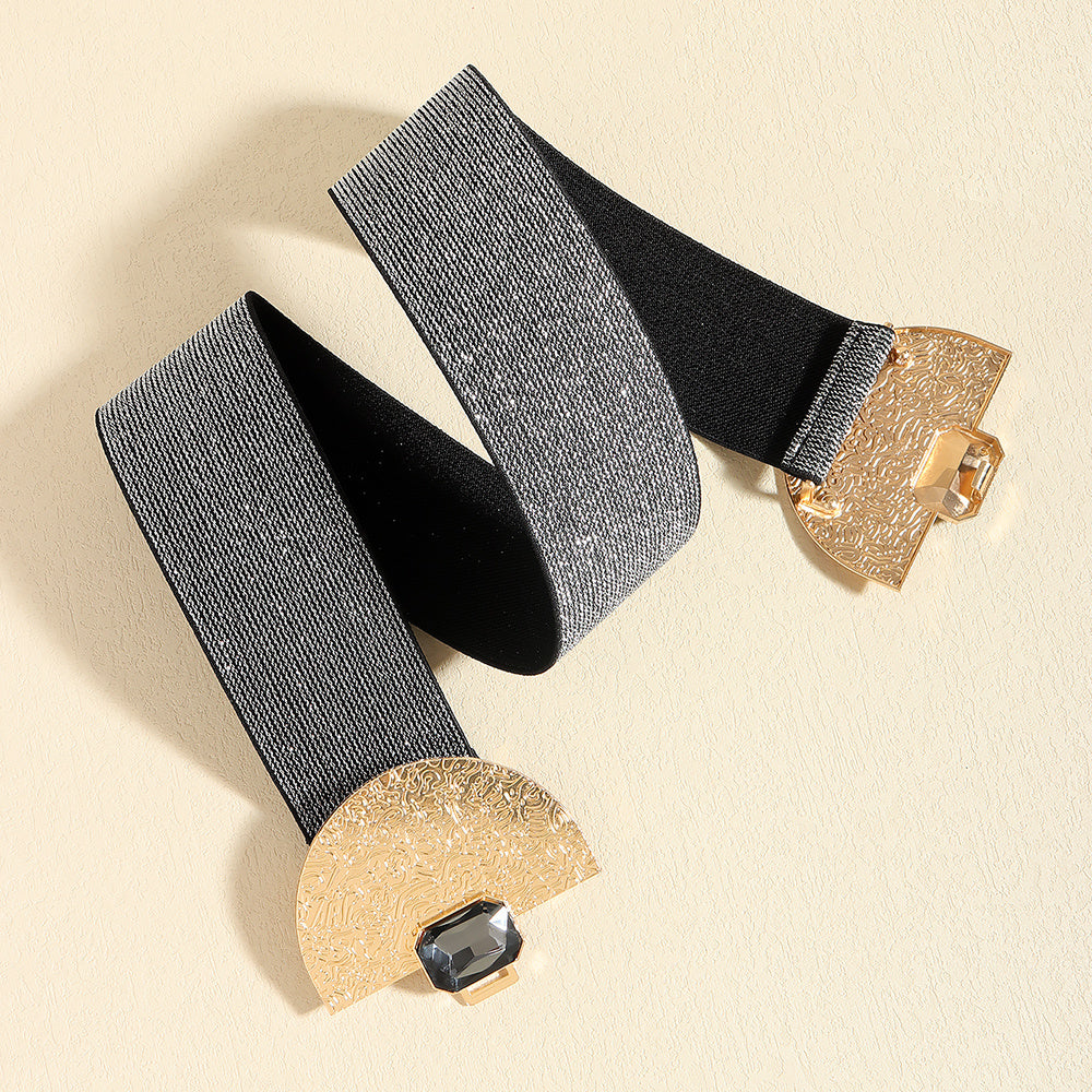 Ceinture Élastique Femme Tendance Brillante avec Perles, Ceinture Décorative pour Jupe, Housse de Taille Simple et Haut de Gamme