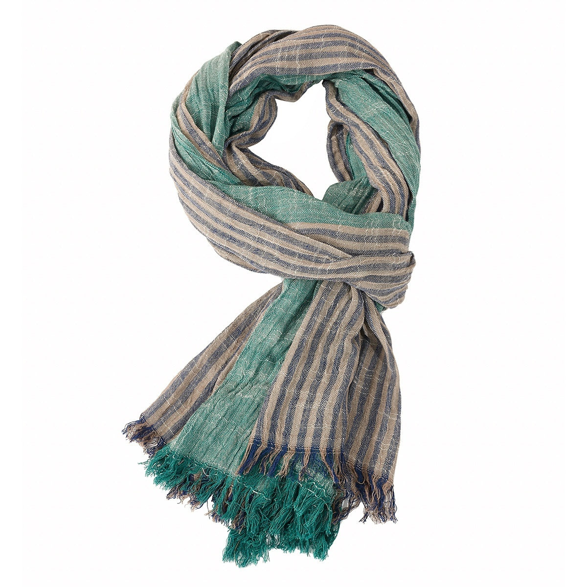 Men's Spring And Summer Thin Striped Scarf Navy Blue Color Matching Thin