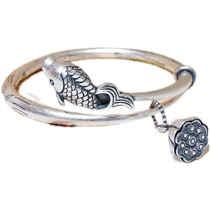 Sterling Silver Retro Literary Ethnic Bracelet