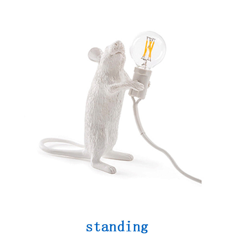 Lampe de Table Creative Nordique en Résine Souris Lumières LED Veilleuse Mini Lampes de Bureau Rat