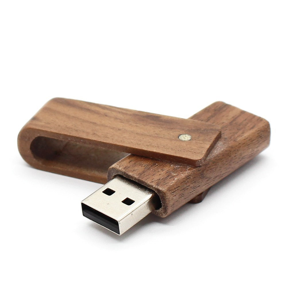 Wooden USB Flash Drive With Rotating Clip