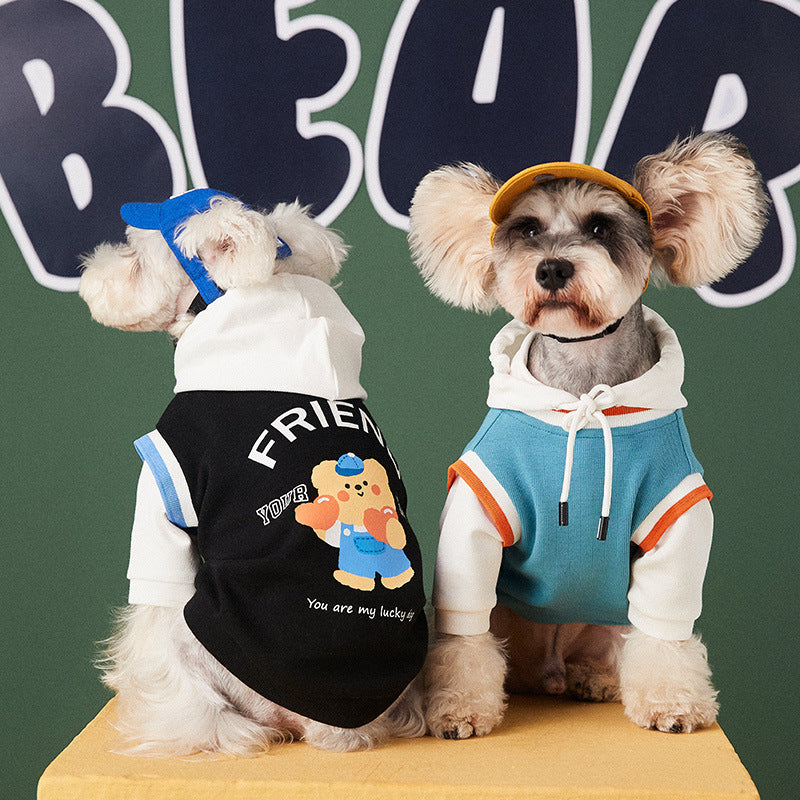Pull pour animaux de compagnie style deux pièces fantaisie avec coutures contrastées