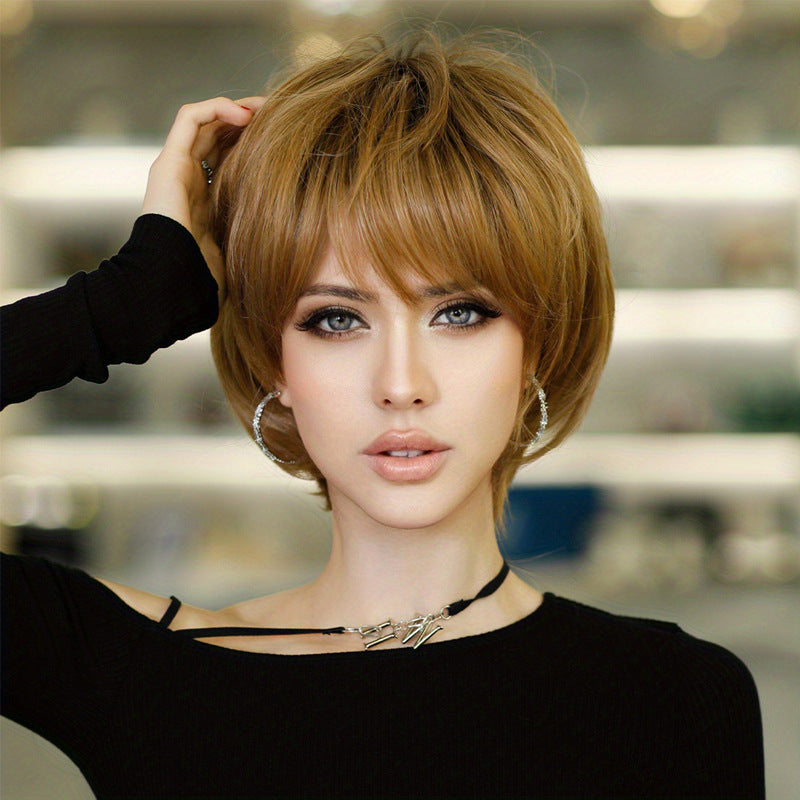 Women's Short Mechanical Chemical Fiber Wig