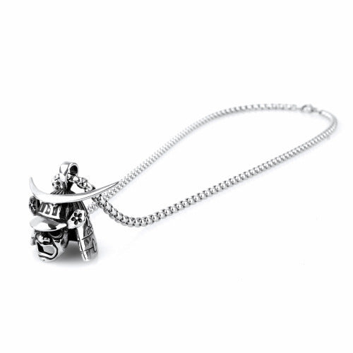 Stainless Steel Men's Ornament Retro Titanium Steel Samurai Helmet Pendant Necklace