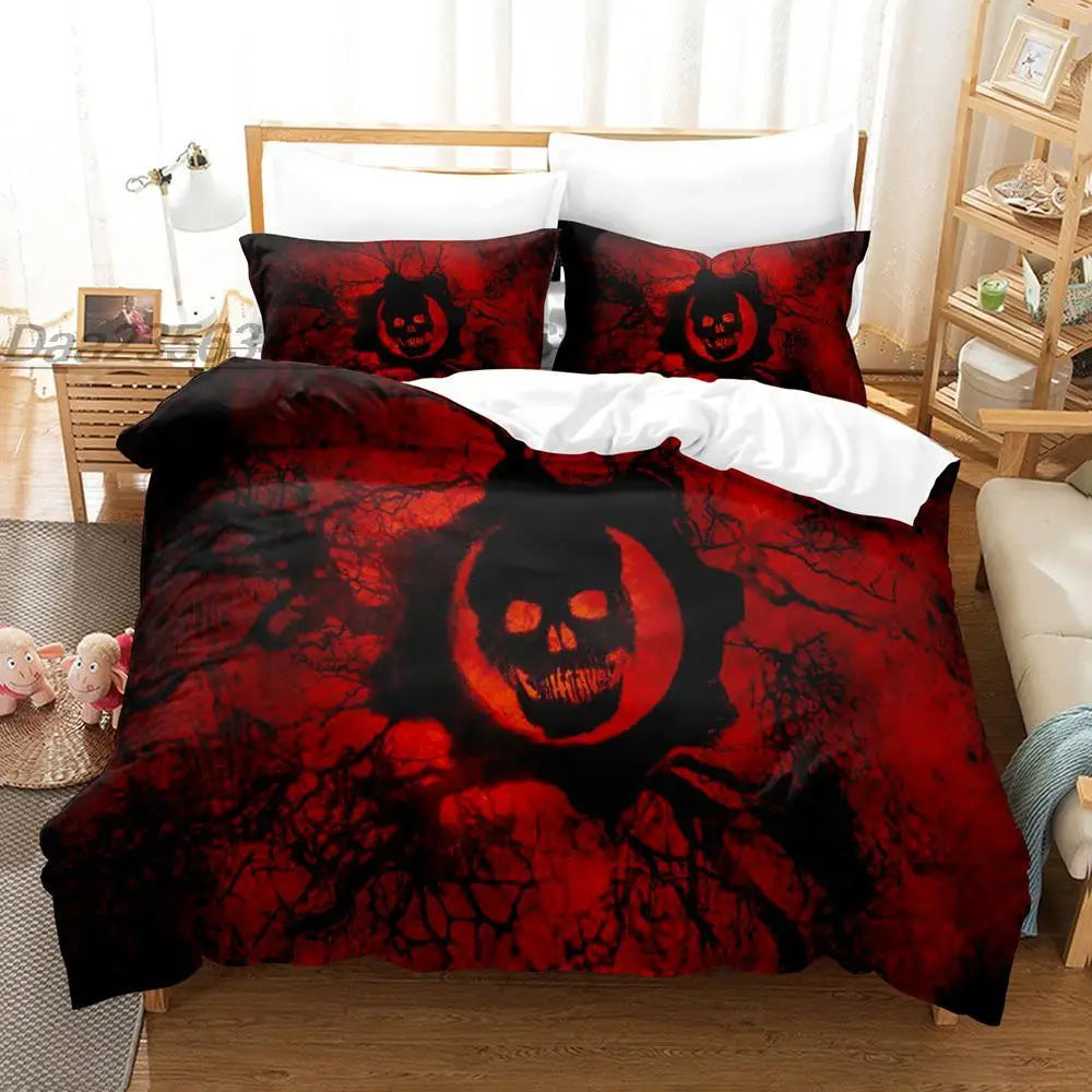 Dark Satan Theme Down Quilt Cover Bedding Suit