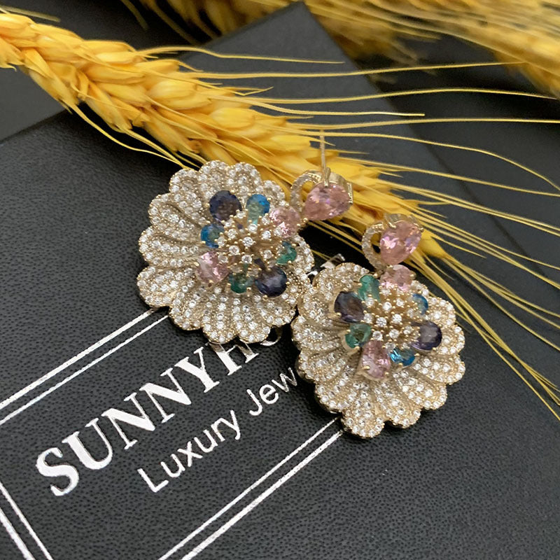 Colorful Flower Earrings Are Super Flashing And Exaggerated