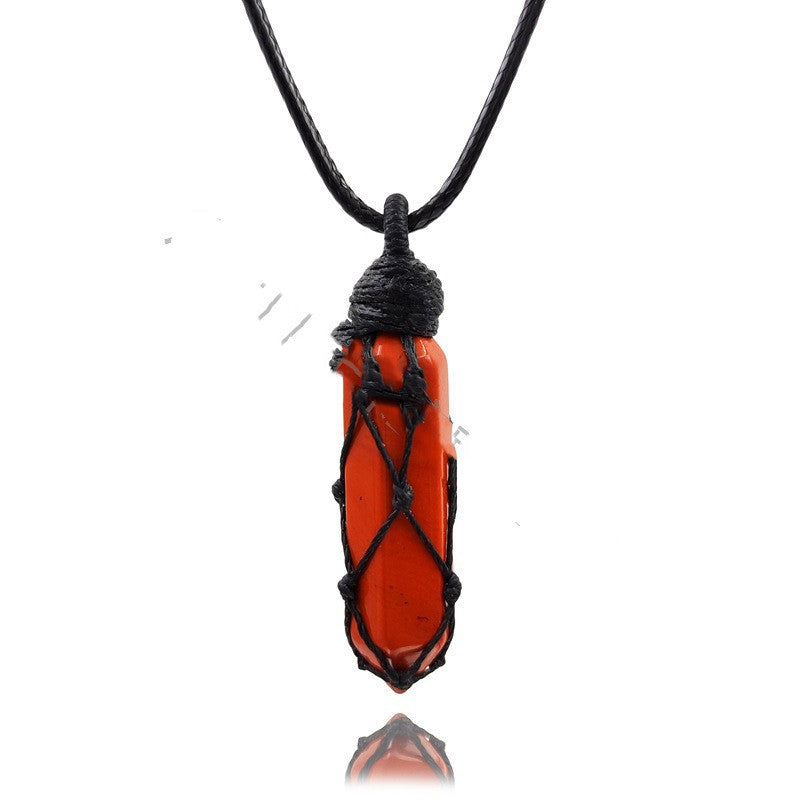Adjustable Natural Stone Mesh Braided Necklace