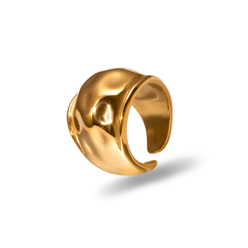Women's Retro Minority Hammered Opening Couple Rings