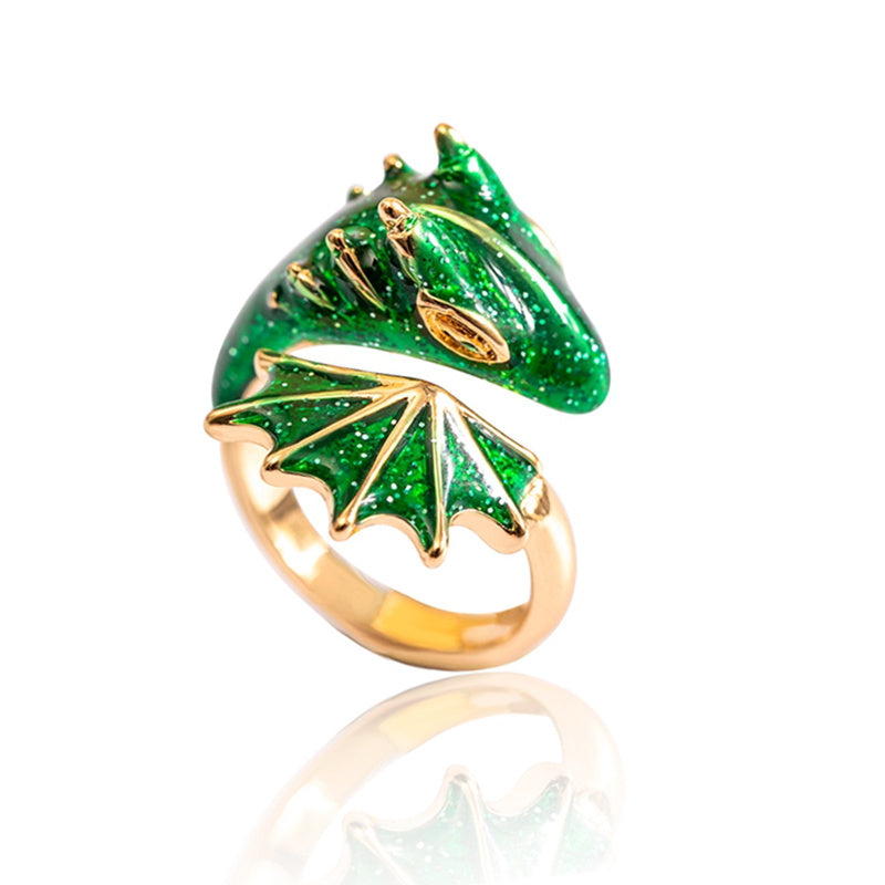 Boho Blue Green Pink Red Dragon Wing Adjustable Rings For Women