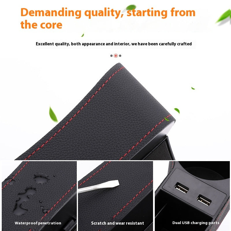 Car Seat Gap Storage Box Multi-function Dual USB Car