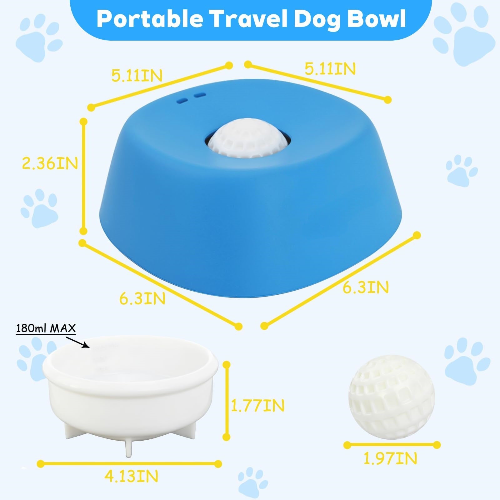 Gamelle anti-glisse sphérique pour animaux de compagnie, gamelle anti-étouffement pour chiens, jouet à lécher pour friandises liquides, bouillon d'os, yaourt