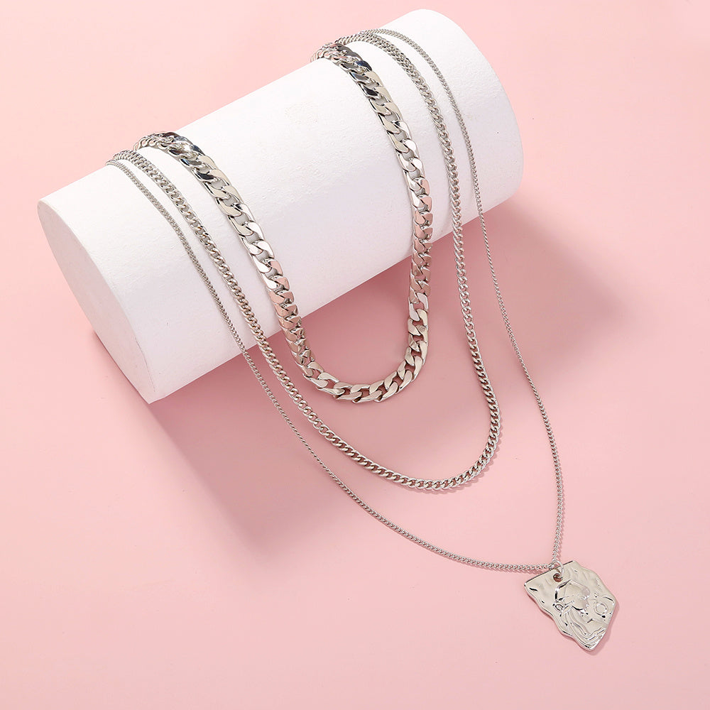 Nk Chain Character Tag multi-layer necklace
