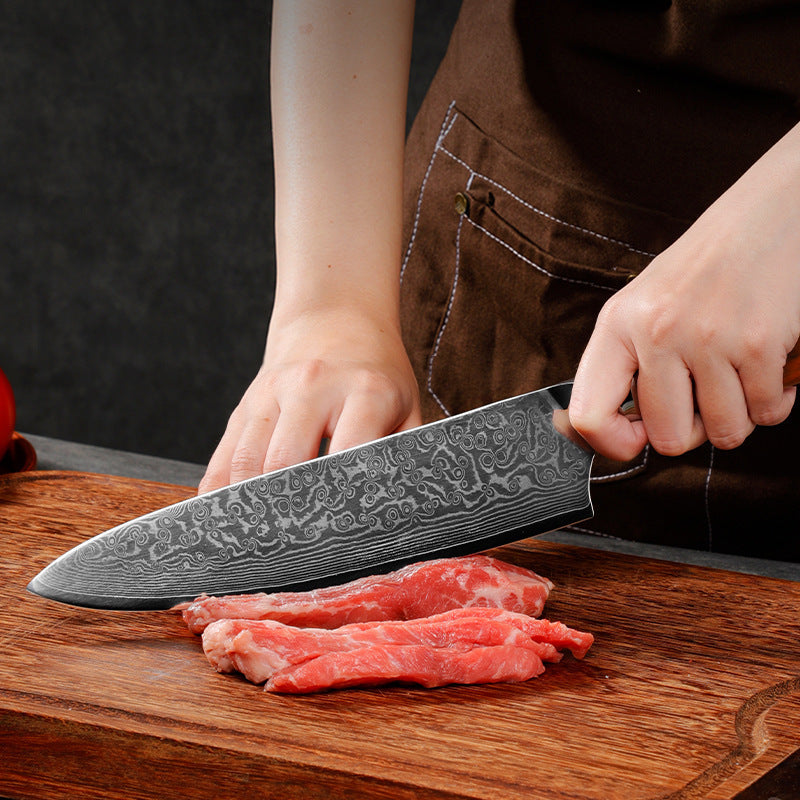 Ebony Handle Damascus Steel Knife 8-inch Chef Knife