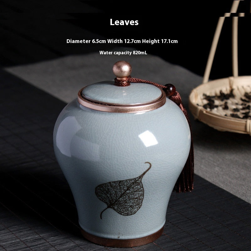 Ge Kiln Tea Jar Relief Sealed Tank Medium Tea Package Box