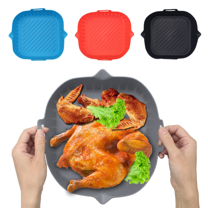 Bandeja de silicona para freidora de aire redonda y gruesa, plegable