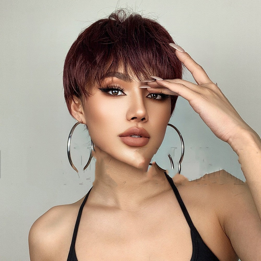 Reversed  Style With Six Colors And Short Straight Hair Wig