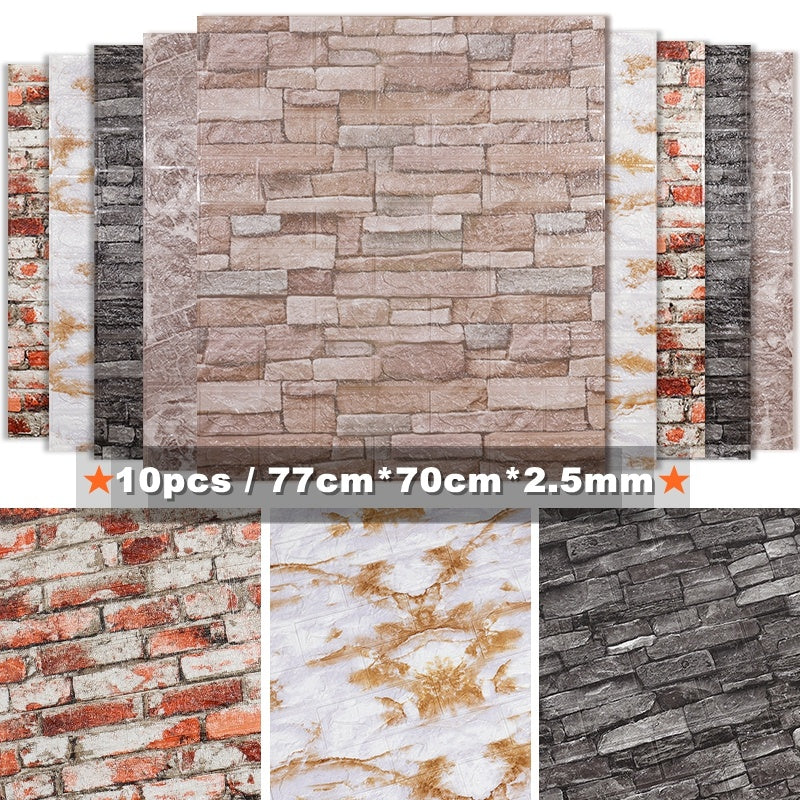 10pcs 3D Brick Wall Sticker DIY Wallpaper For Living Room