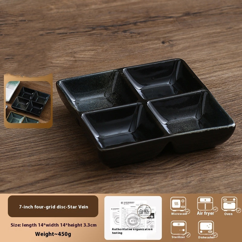 Ceramic Three Grid Seasoning Vinegar Tableware