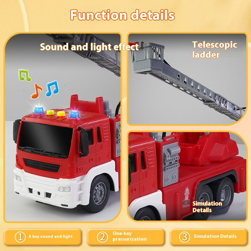 Aerial Ladder Fire Truck Toy Car Firemen Can Spray Water Recovery Vehicle