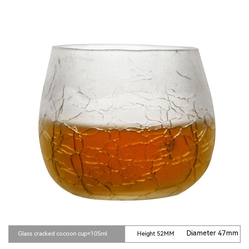 Clear Wine Glass Japanese Style Ice Crack Tea Cup