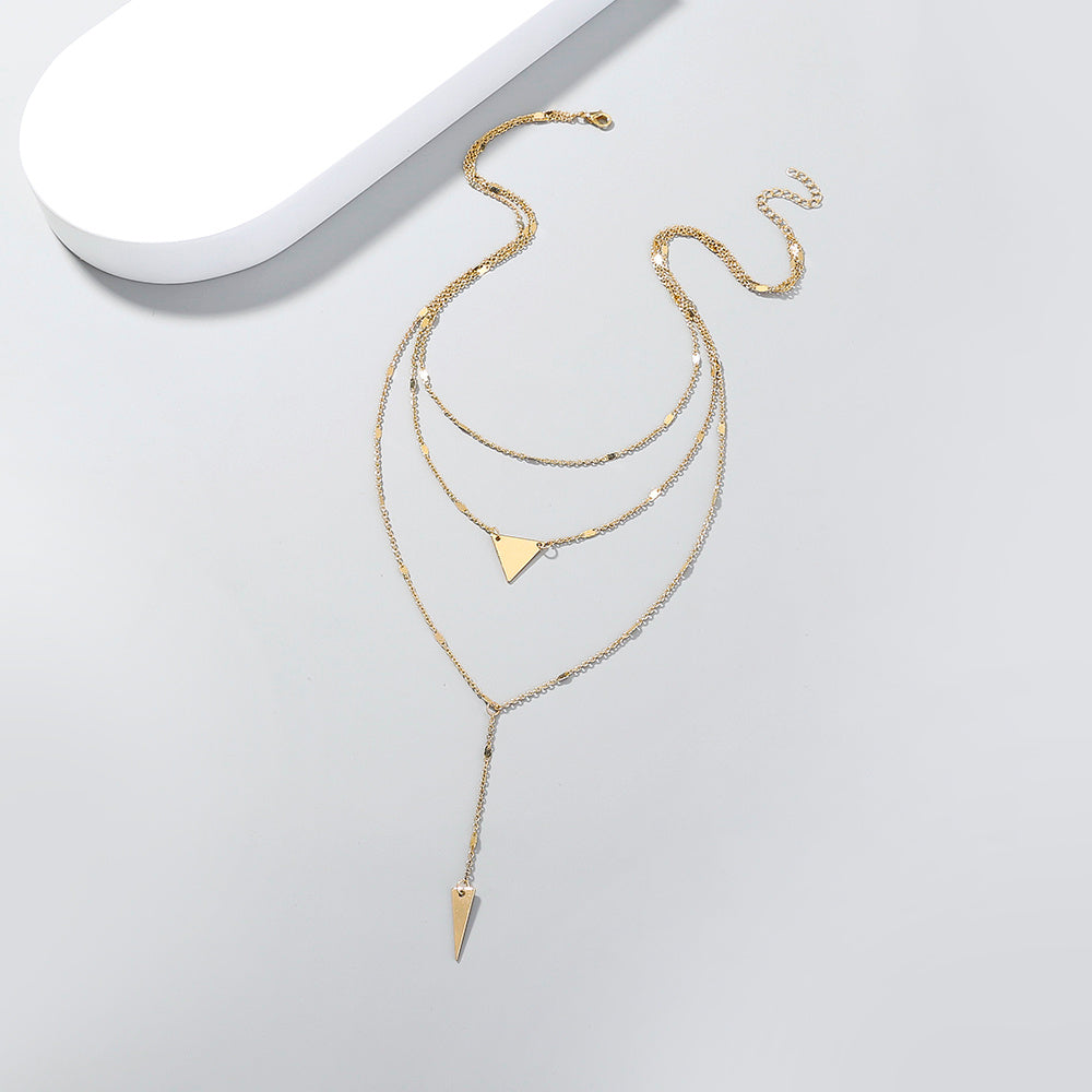 Personality Triangle multi-layer necklace