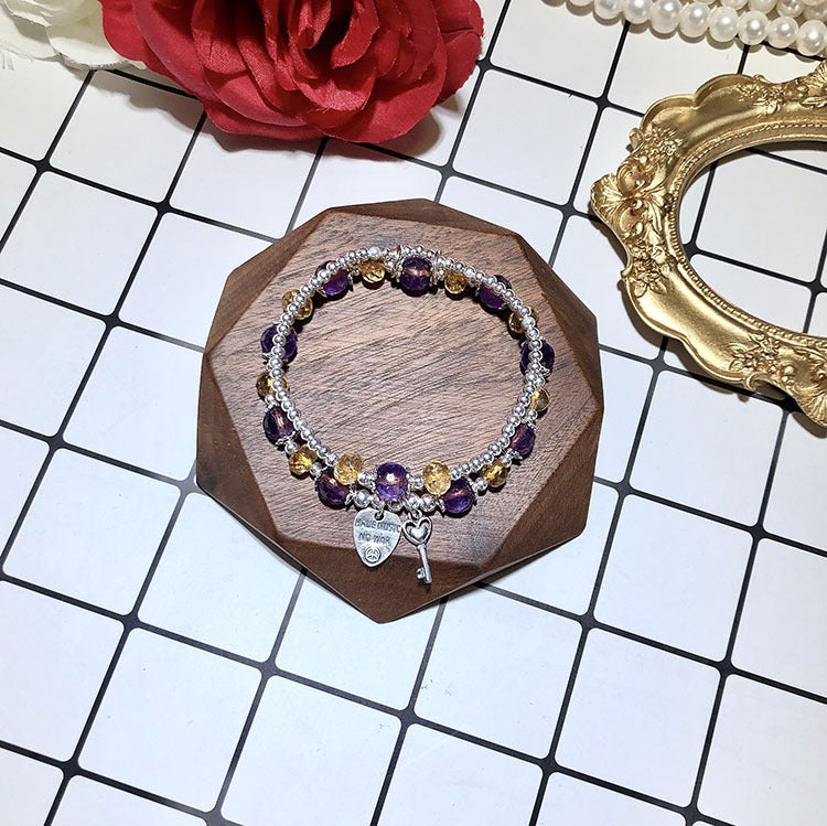 Citrine Amethyst Double-layer Bracelet