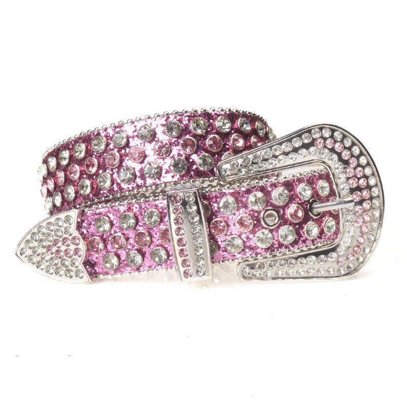 Ceinture pour femmes, boucle ardillon, strass, extension