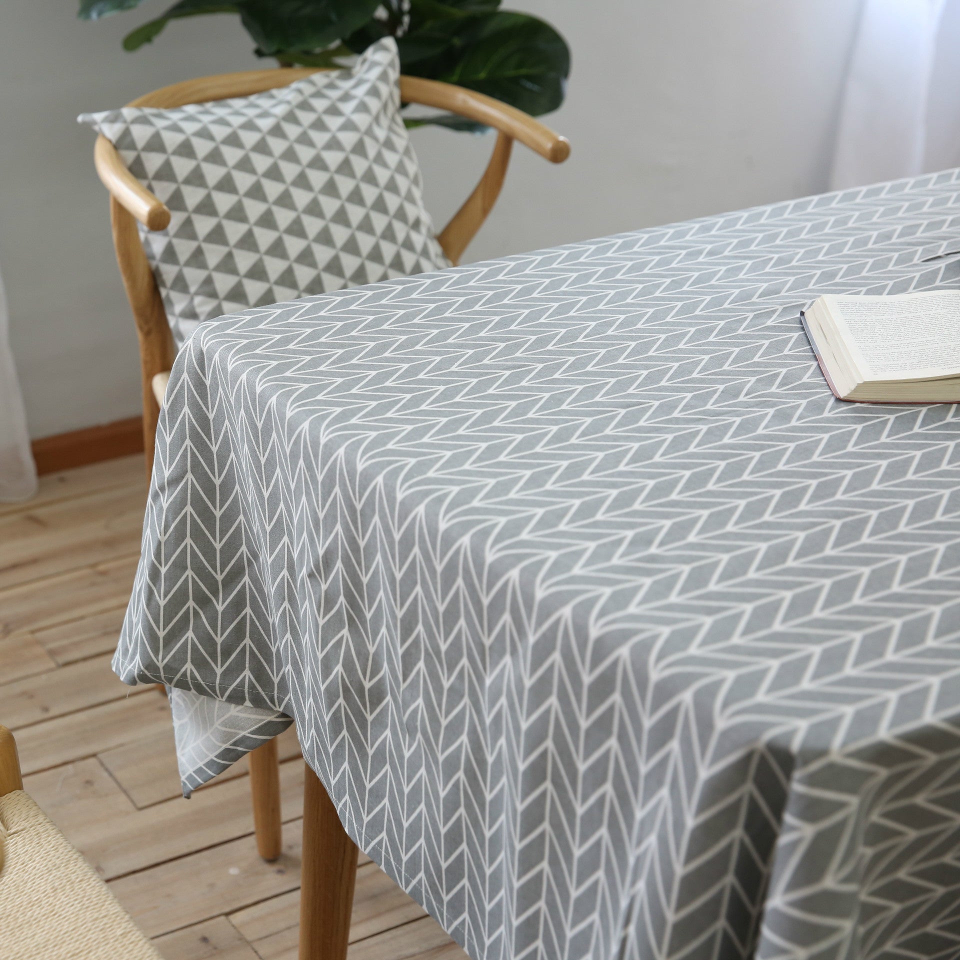 Geometric Tablecloth Cotton Linen Table Rectangular End