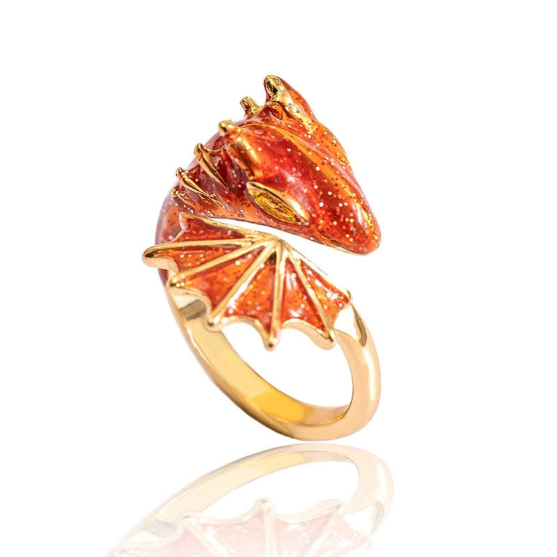 Boho Blue Green Pink Red Dragon Wing Adjustable Rings For Women